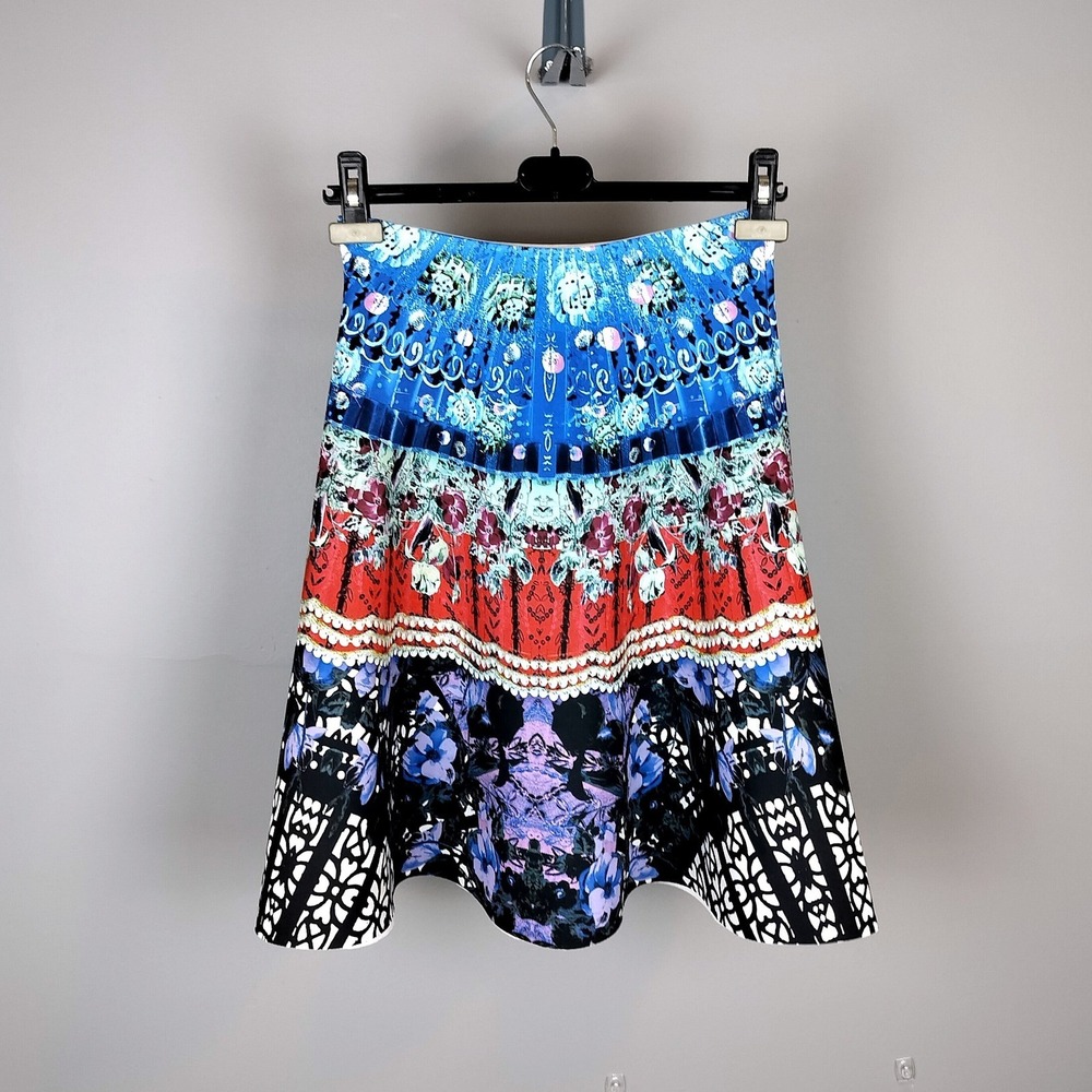 Clover Canyon Scuba Kaleidoscope Print A-Line Skirt Sz Small Multi-Color Flare